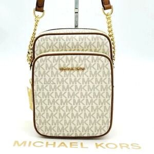 Michael Kors Medium NS Chain Xbody Bag Vanilla/Brown